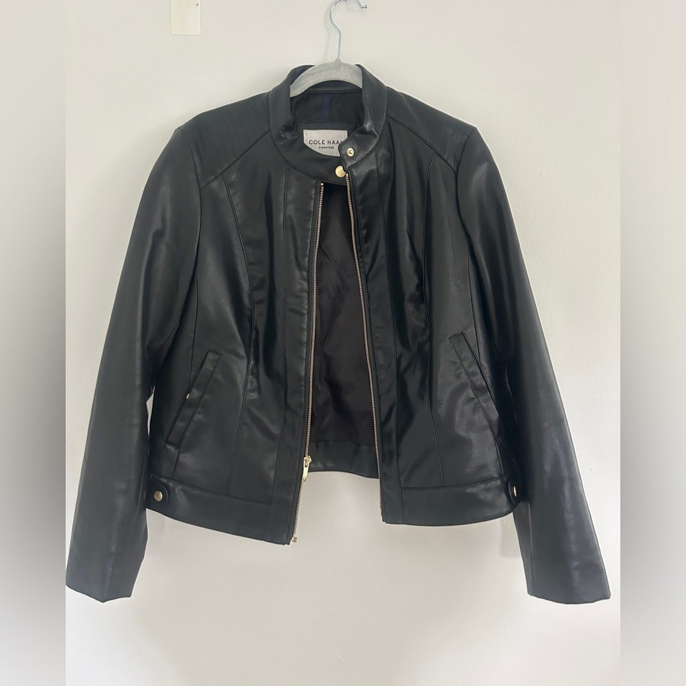 Cole Haan womens Leather Racer Jacket - Leather Jacket Women Love